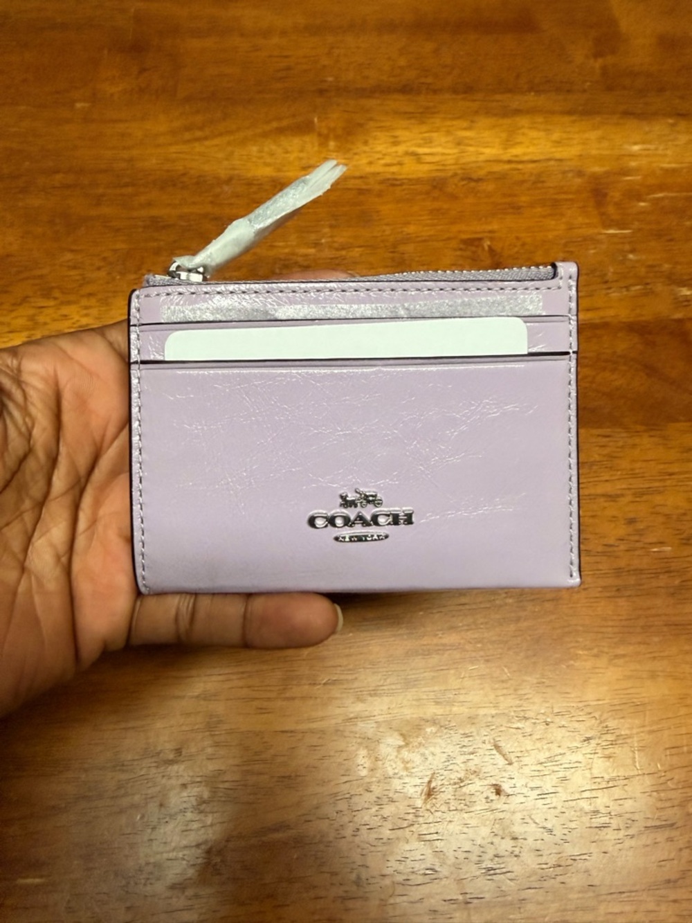 Coach Lilac Leather Zip Card Case